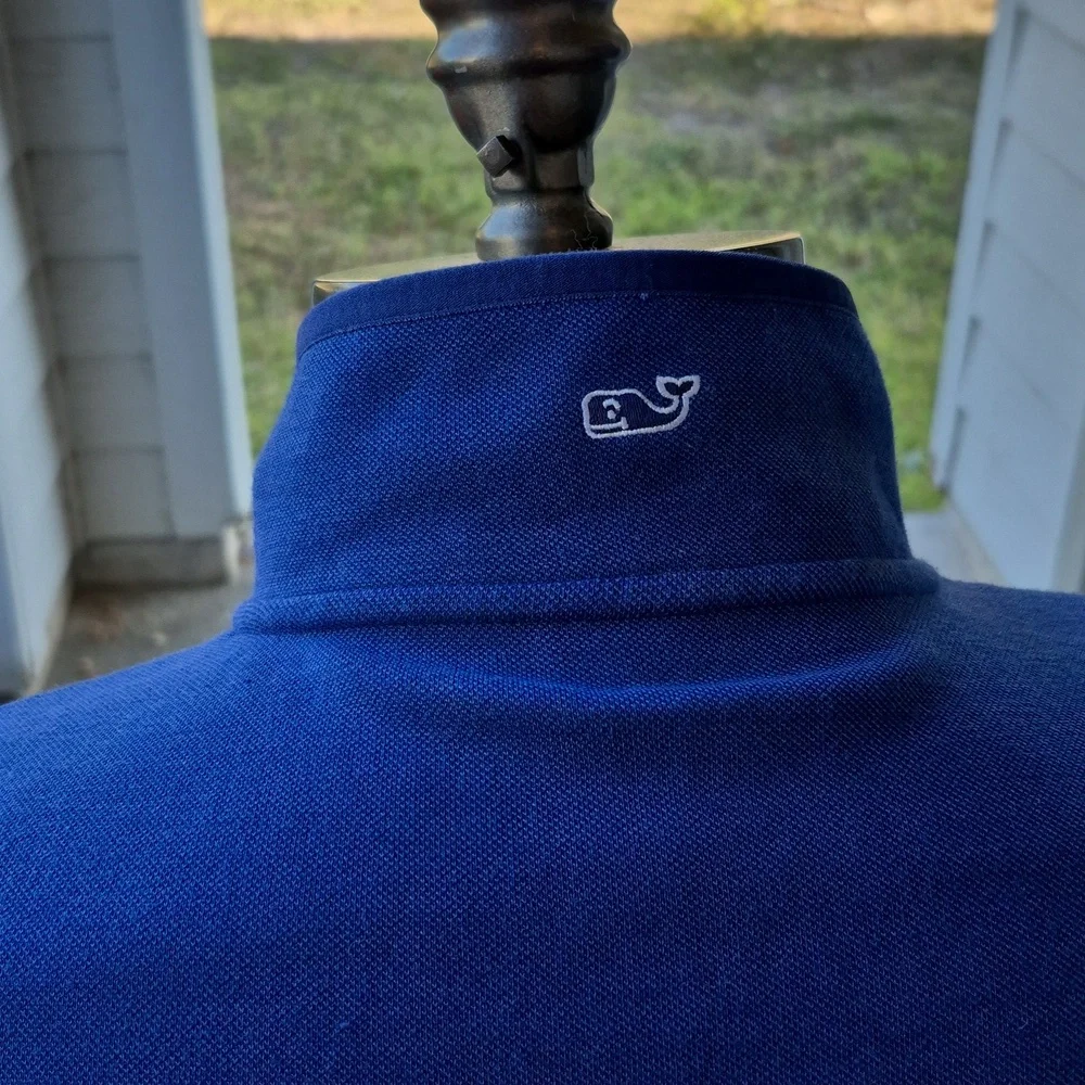 VINEYARD VINES Cotton Blend Knit Weave‎ Solid Blue Full Zip XL Mens Sweater Vest